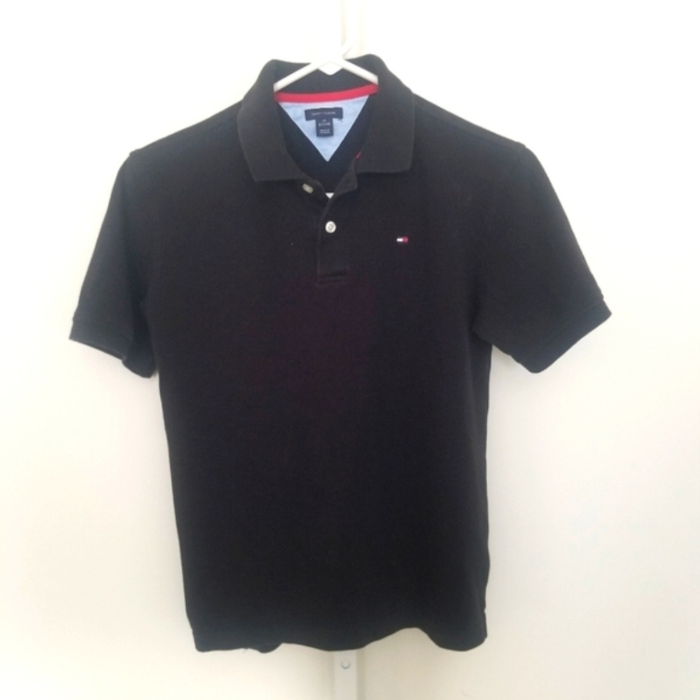 Tommy Hilfiger Boy’s Black Polo with Flag Logo